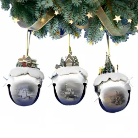 The Ashton-Drake Galleries Winter Sleigh Bells #6 Ornament Collection Set of 3 Christmas Decoration by Thomas Kinkade 3-inches