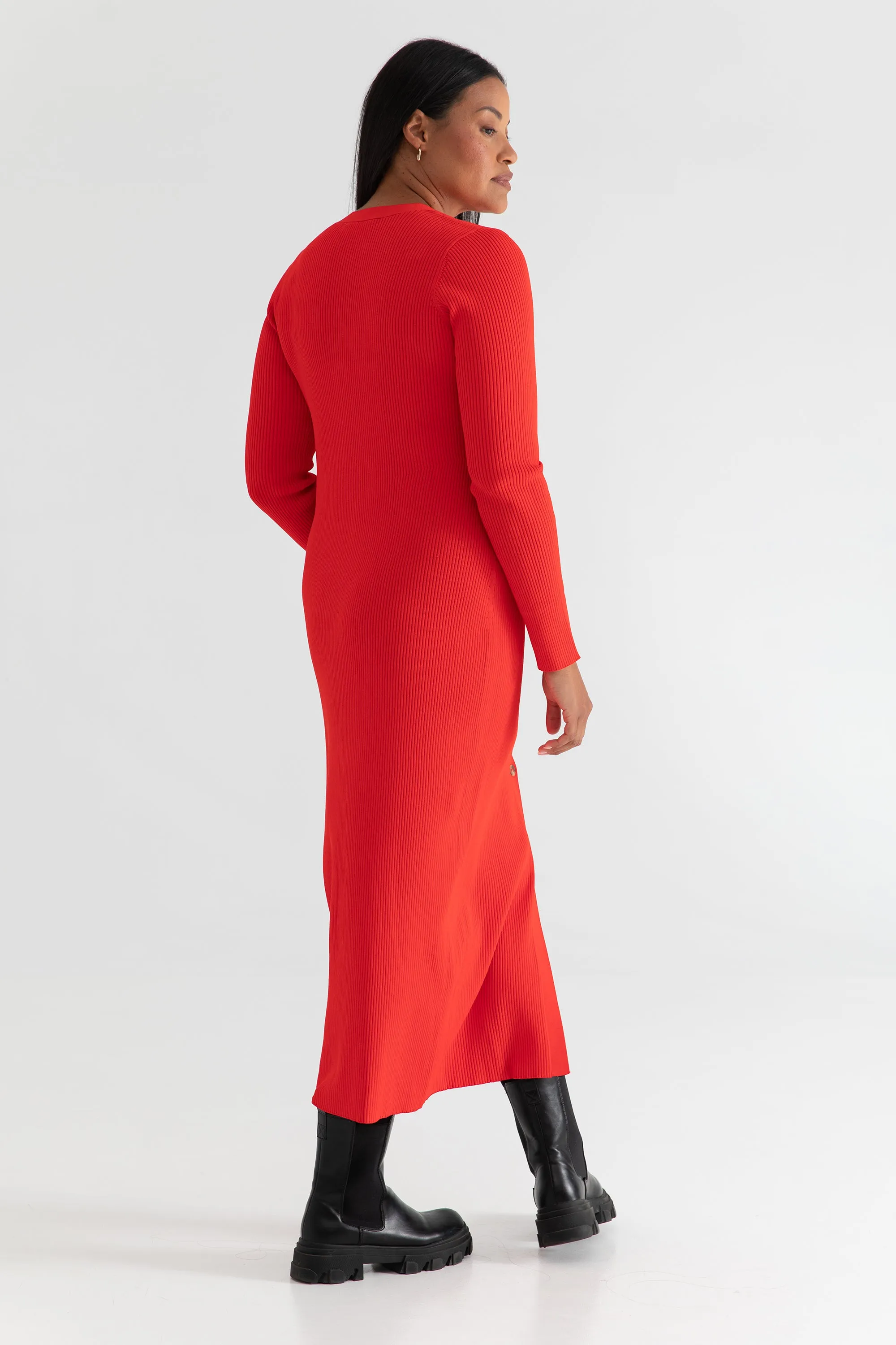 The Sweater Duster: Midi Dress - Cherry