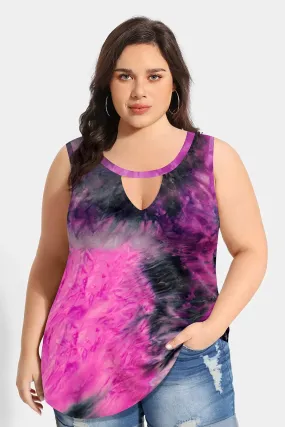 Tie Dye Sexy Hollow Out Crewneck Tank Top