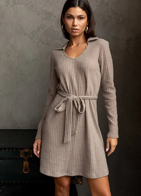 Tie Front Taupe Dress