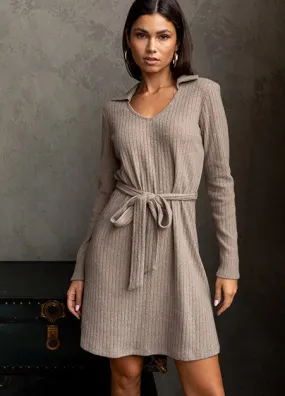 Tie Front Taupe Dress