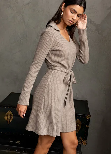 Tie Front Taupe Dress