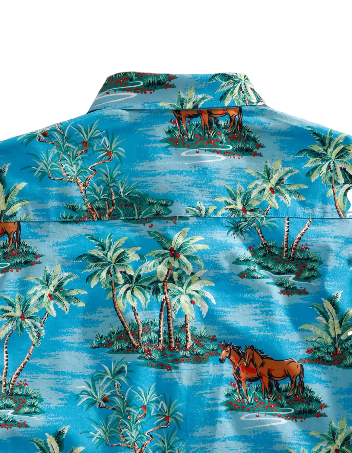 Tin Haul Mens Vintage Hawaiian Blue 100% Cotton L/S Shirt