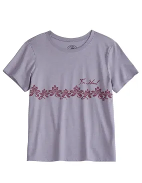 Tin Haul Womens Floral Border Grey Cotton Blend S/S T-Shirt