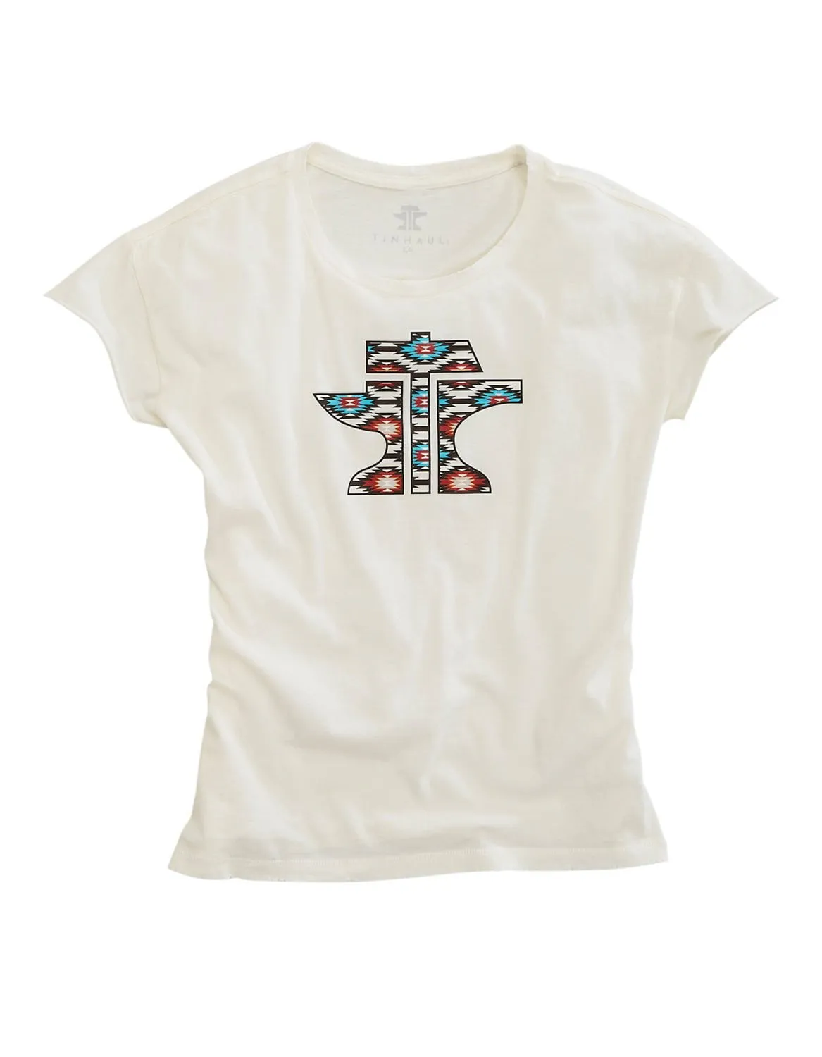 Tin Haul Womens Logo Aztec White 100% Cotton S/S T-Shirt