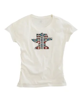 Tin Haul Womens Logo Aztec White 100% Cotton S/S T-Shirt