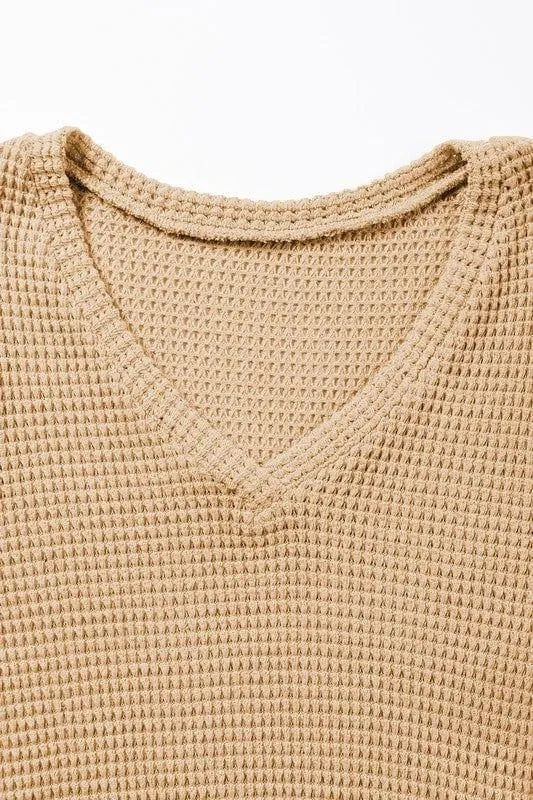 Tulip Sleeve Waffle Knit Top