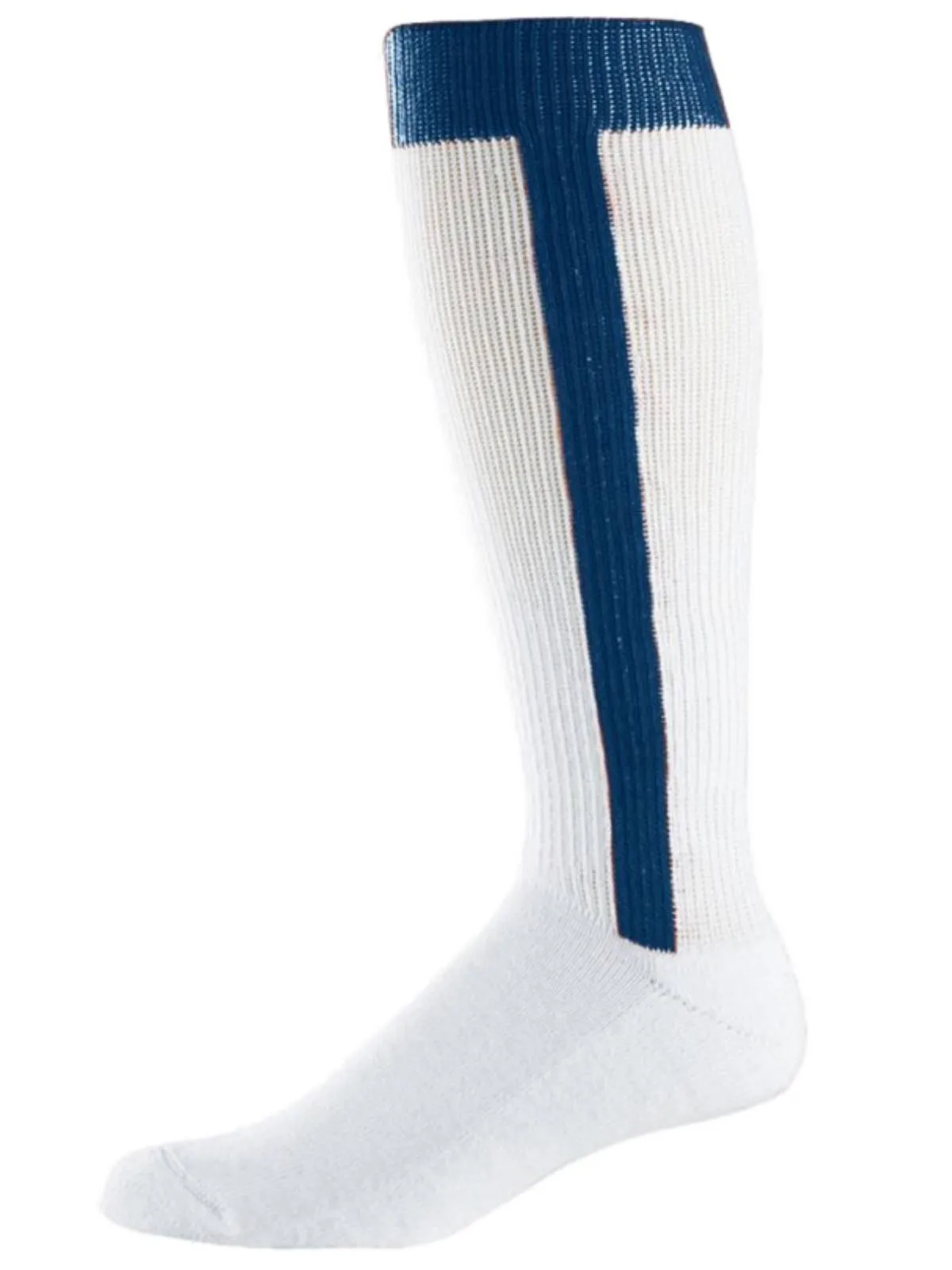 Twin City Knitting Navy and White 2-In-1 Plus Ribbon Stirrup Baseball Socks