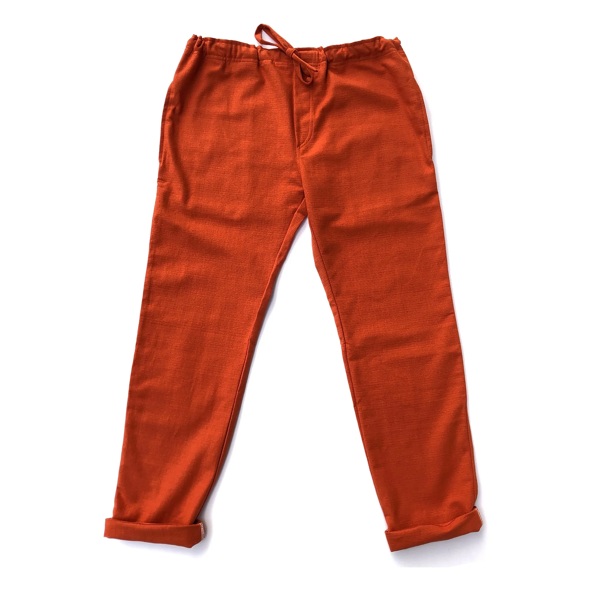 Unisex Ribbed Cotton Shing Mai Trousers Orange