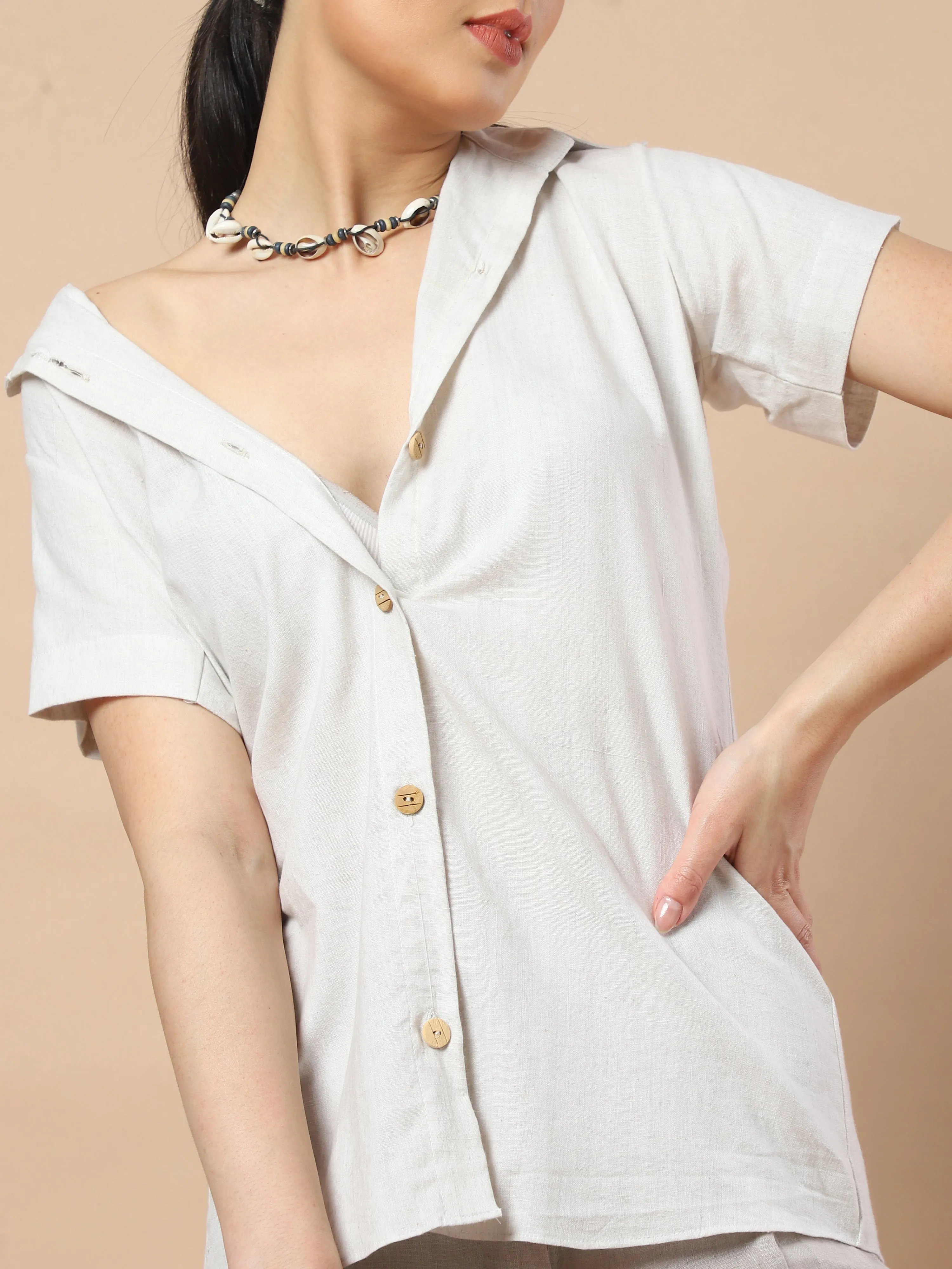 Unmissable Style: Hemp Short Button Shirt