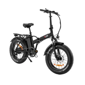 VOR 20 inch Folding Electric Bike 250W Brushless Shimano 7 Speed 4 inch Fat Tires Black