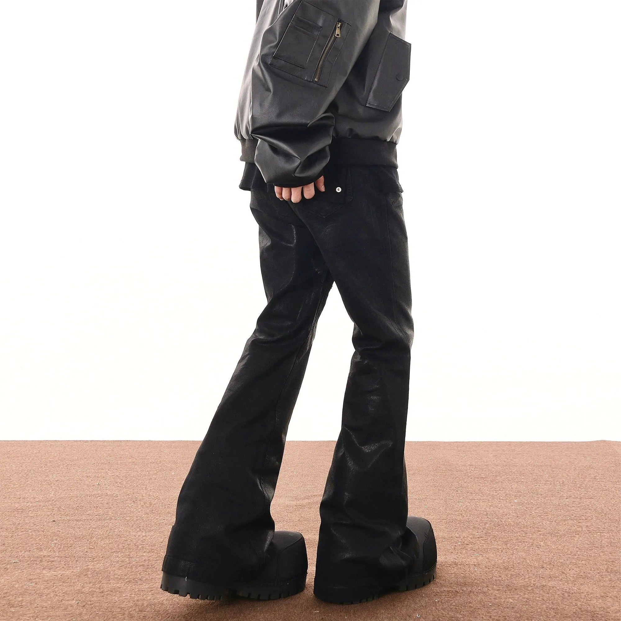 Wax Coated Bootcut Jeans