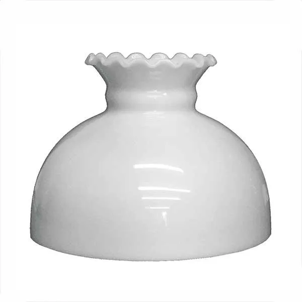 White Oil Lamp Shades, Ruffle-top, 10" fitter