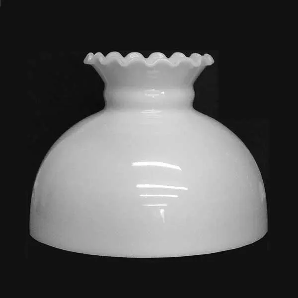 White Oil Lamp Shades, Ruffle-top, 10" fitter