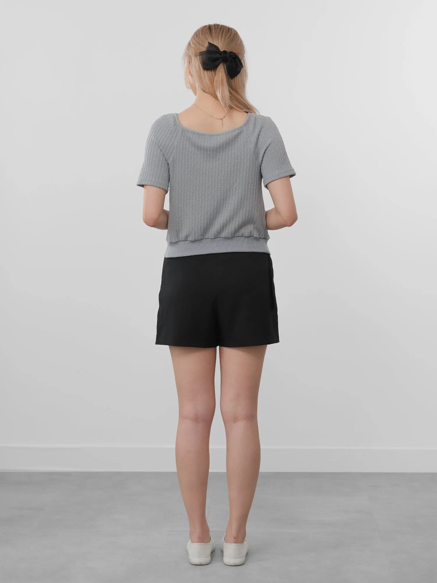 Winry Square Neck Cable-Knit Top