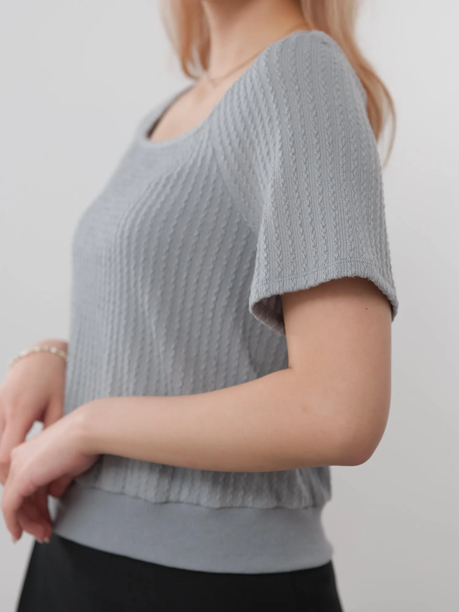 Winry Square Neck Cable-Knit Top