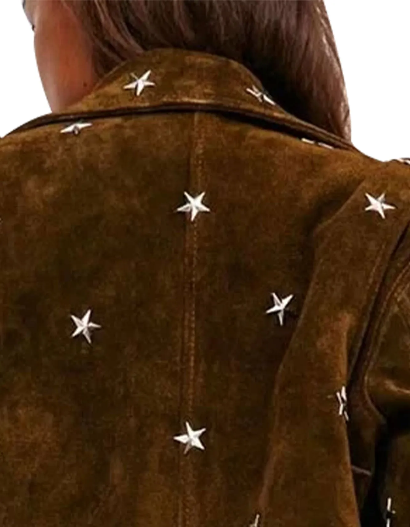 Women's Brown Studded Suede Leather Jacket