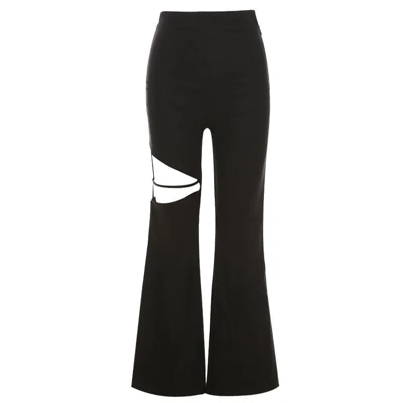 Women's Punk Cutout Flared Pants