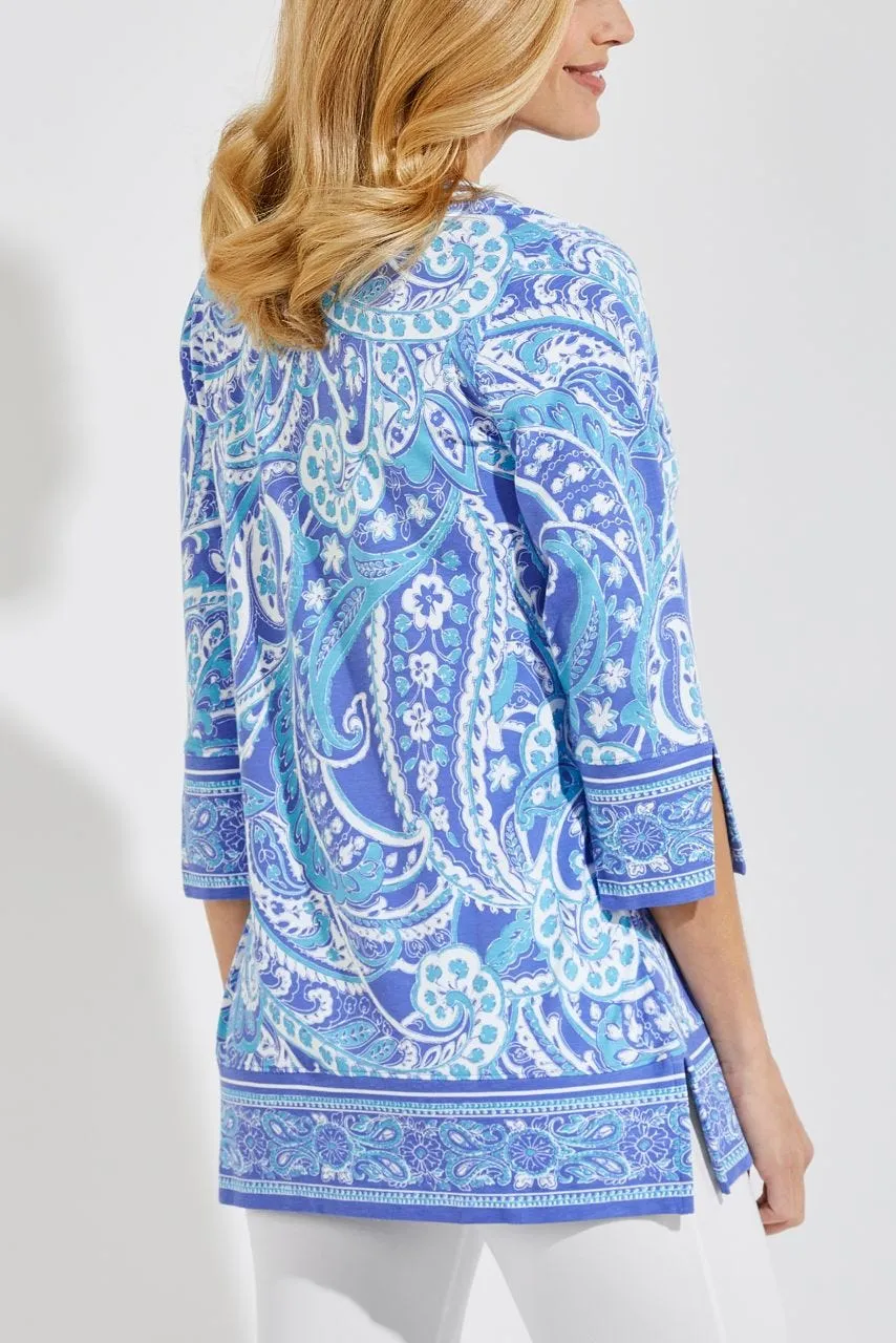 Women's St. Lucia Tunic Top  |  Aura Blue Summertime Paisley