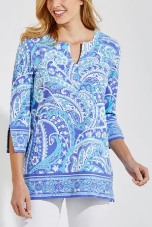 Women's St. Lucia Tunic Top  |  Aura Blue Summertime Paisley