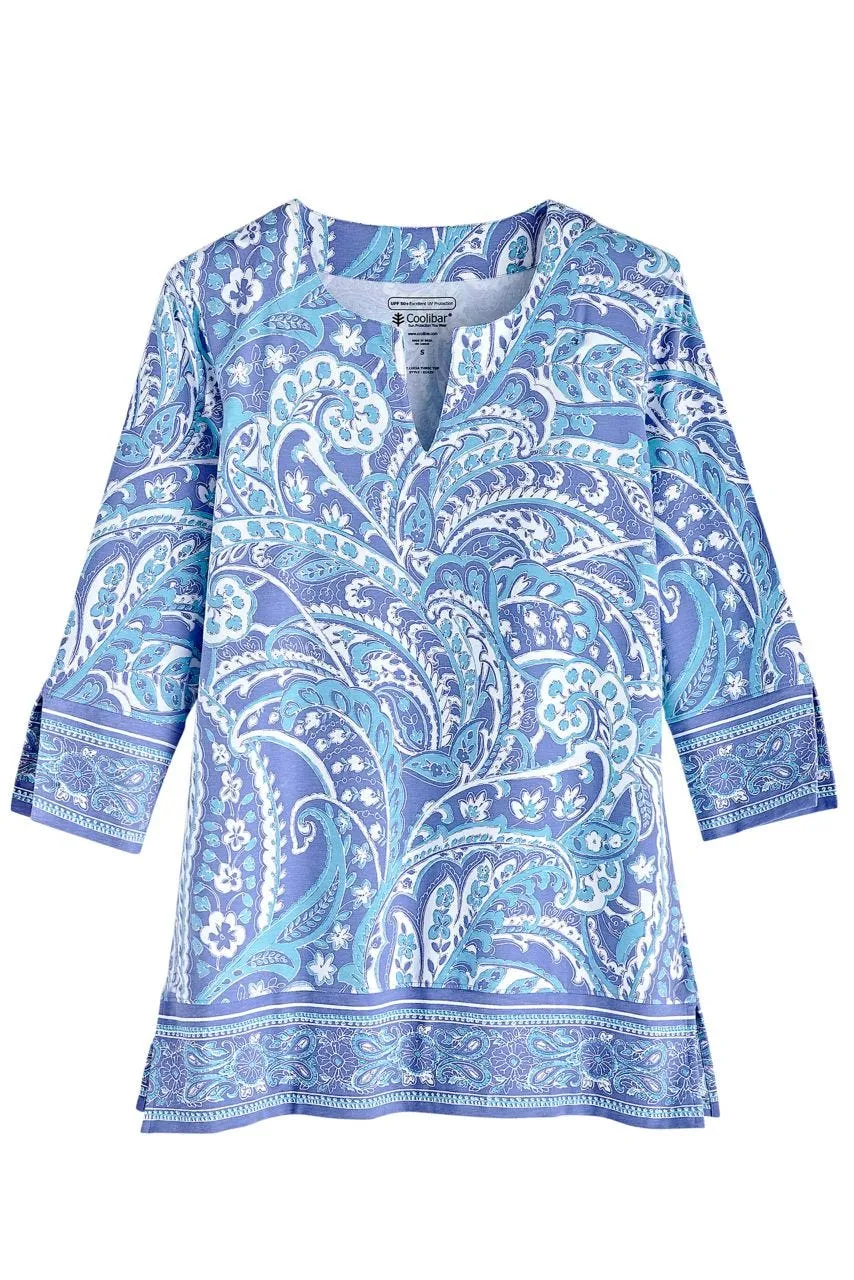 Women's St. Lucia Tunic Top  |  Aura Blue Summertime Paisley