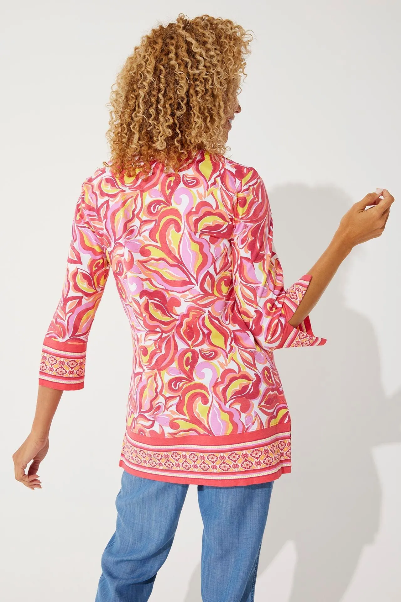 Women's St. Lucia Tunic Top  |  Coral Multicolor Rio Paisley