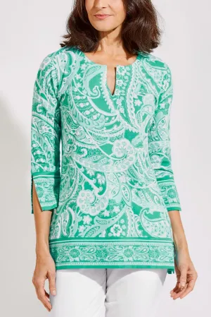 Women's St. Lucia Tunic Top  |  Emerald Mint Summertime Paisley