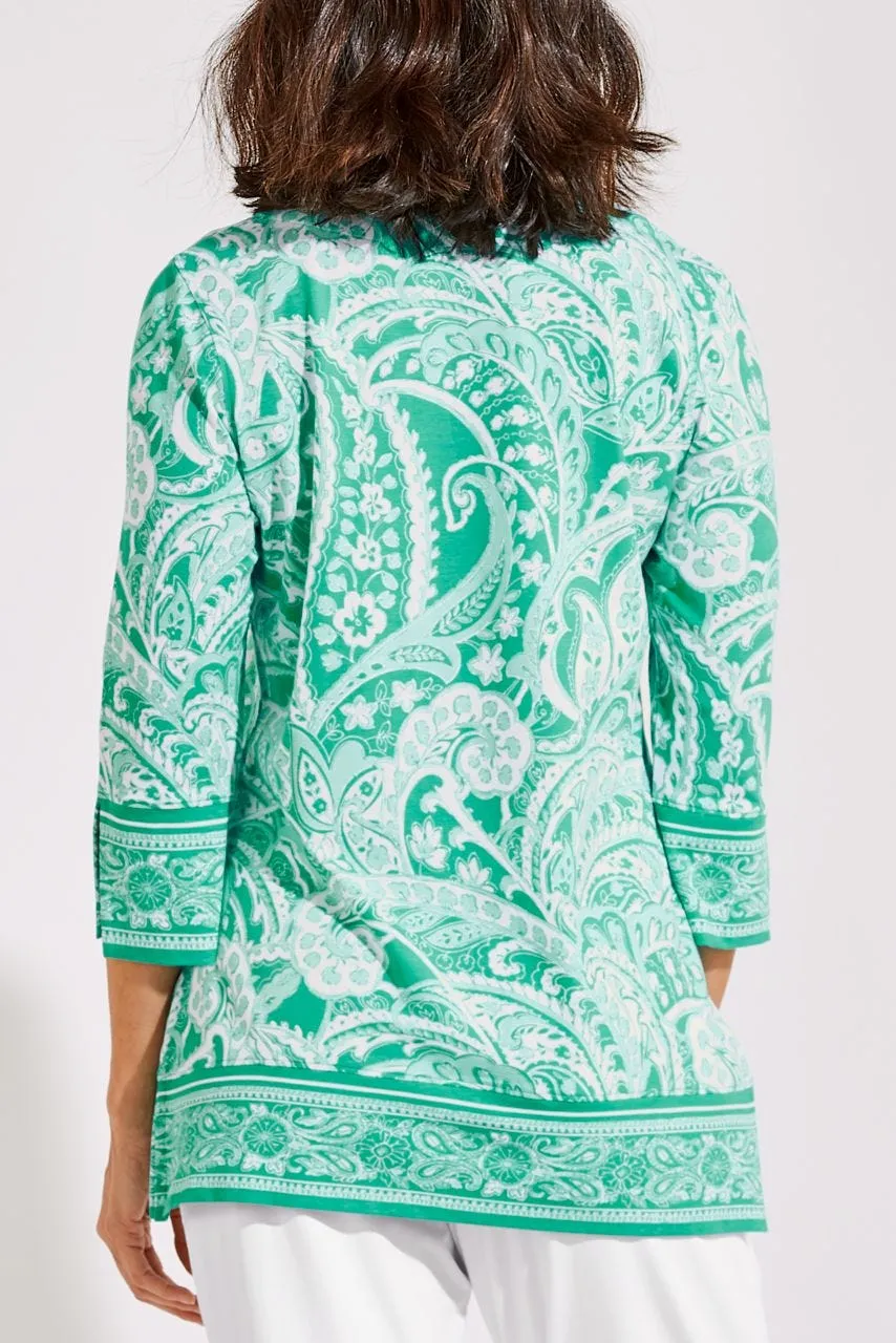 Women's St. Lucia Tunic Top  |  Emerald Mint Summertime Paisley