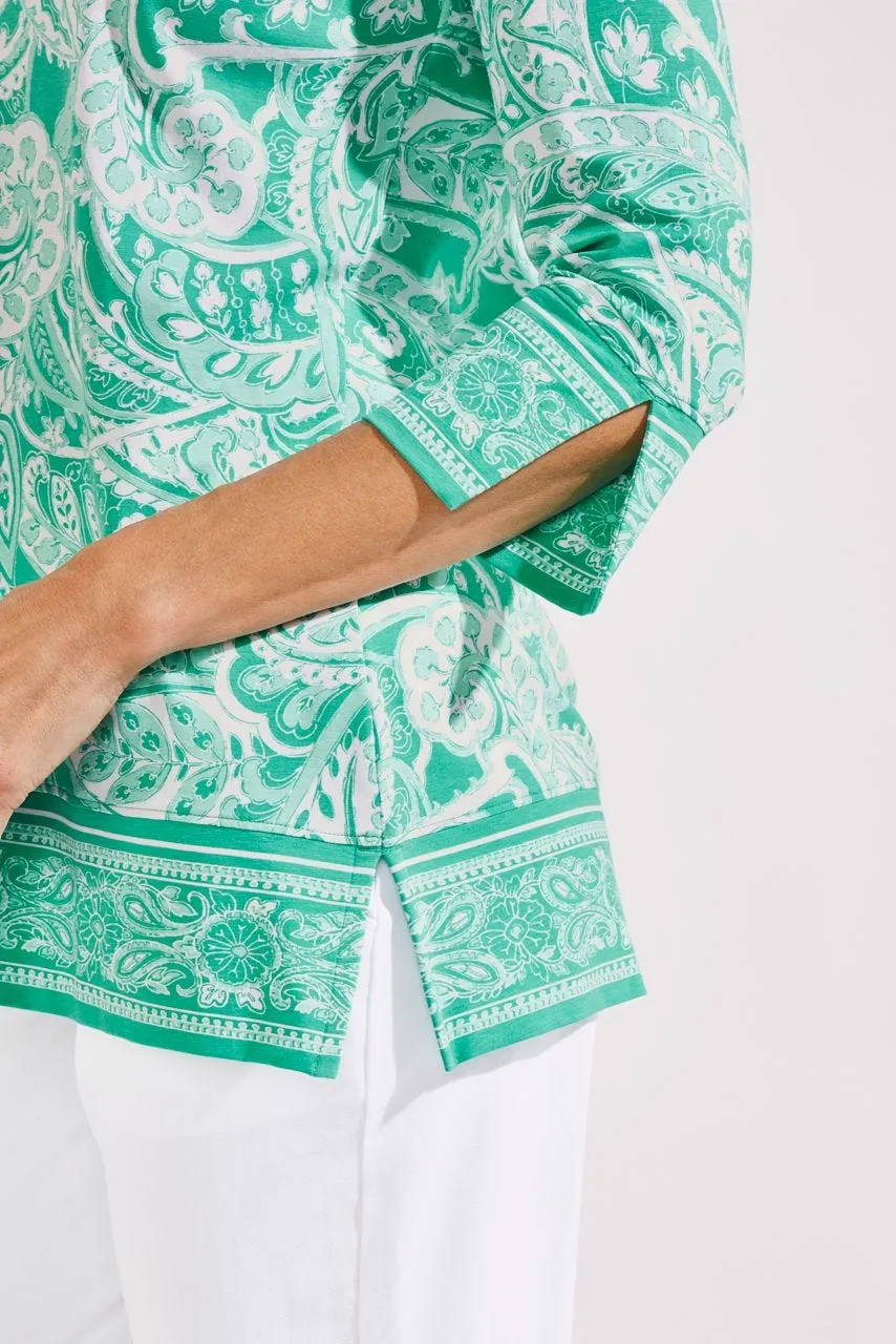 Women's St. Lucia Tunic Top  |  Emerald Mint Summertime Paisley