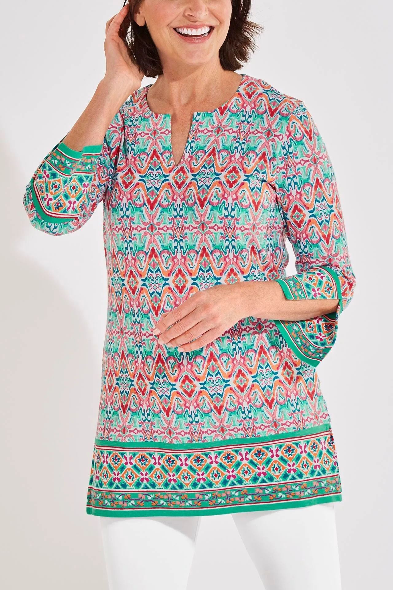 Women's St. Lucia Tunic Top  |  Multicolor Summer Ikat