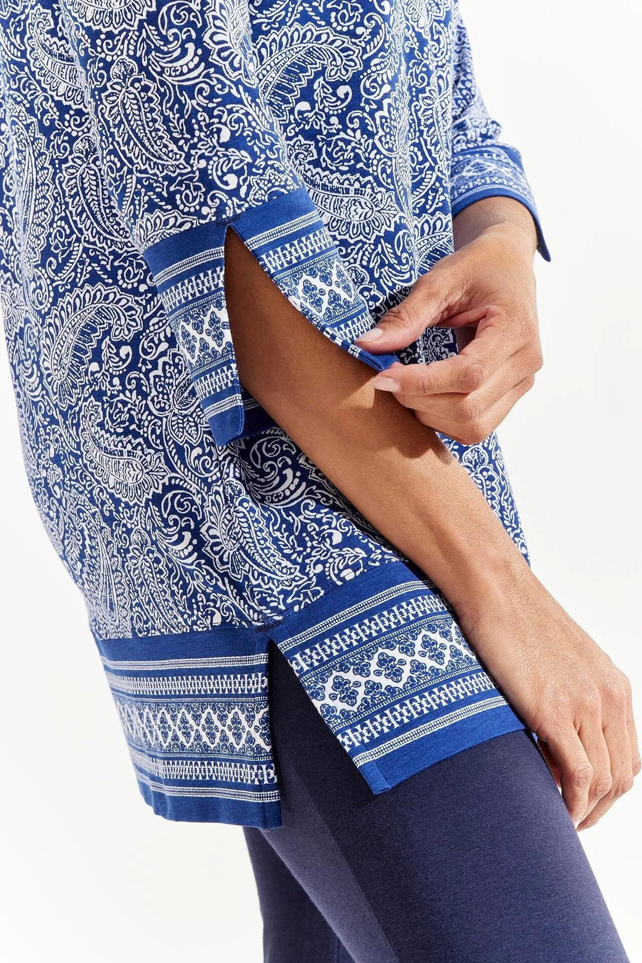 Women's St. Lucia Tunic Top  |  Navy Artisan Paisley