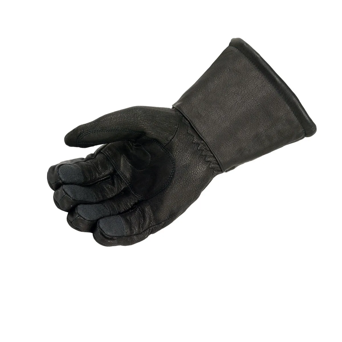 Xelement XG856 Men's Black Gauntlet Deerskin Insulated Padded Motorcycle Gloves