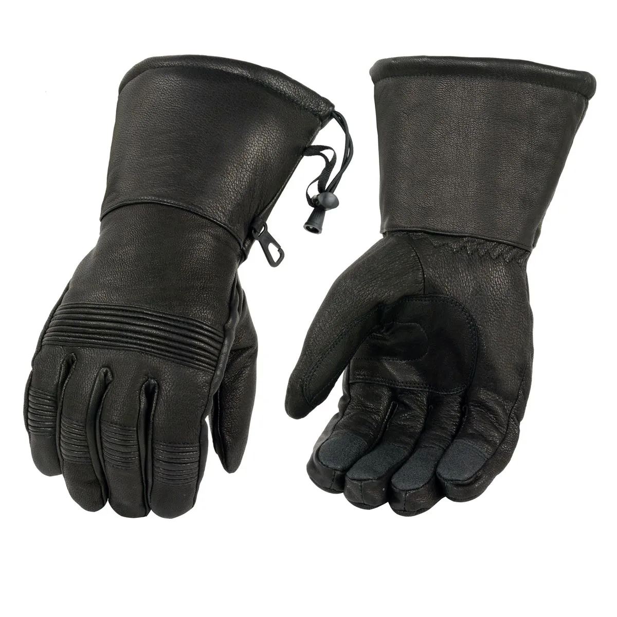 Xelement XG856 Men's Black Gauntlet Deerskin Insulated Padded Motorcycle Gloves