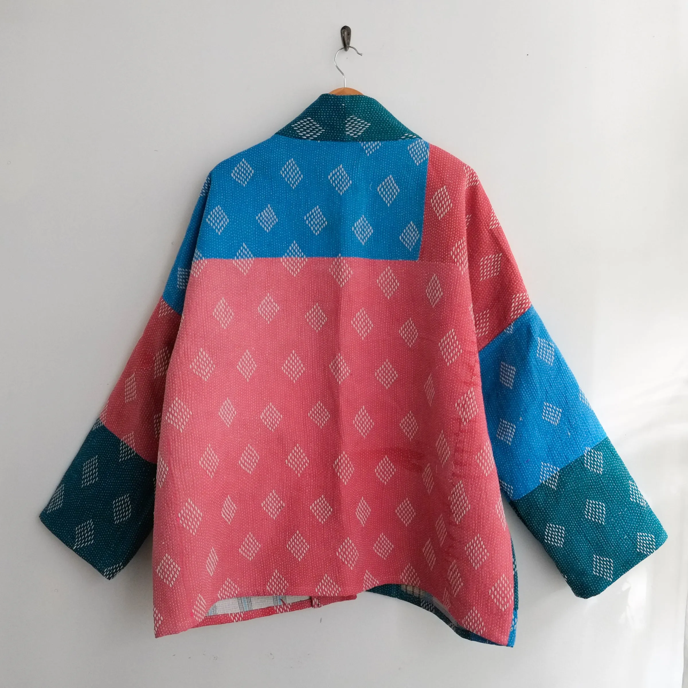 XXL Teal, Blue and Pink with White Diamond Embroidery Anoushka Jacket LM160