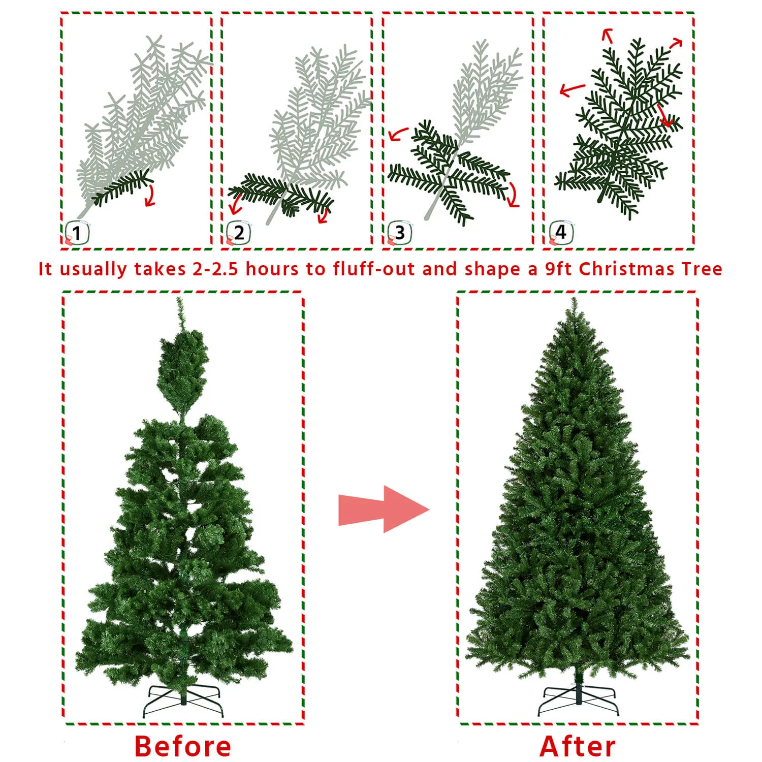 Yaheetech Pre-lit Spruce Artificial Hinged Christmas Pine Tree